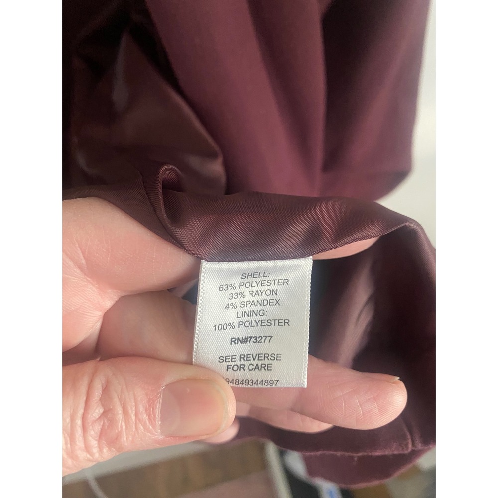 Candies Womens Burgundy Ruched Sleeve Open Front Blazer Jacket Size L - Picture 4 of 7